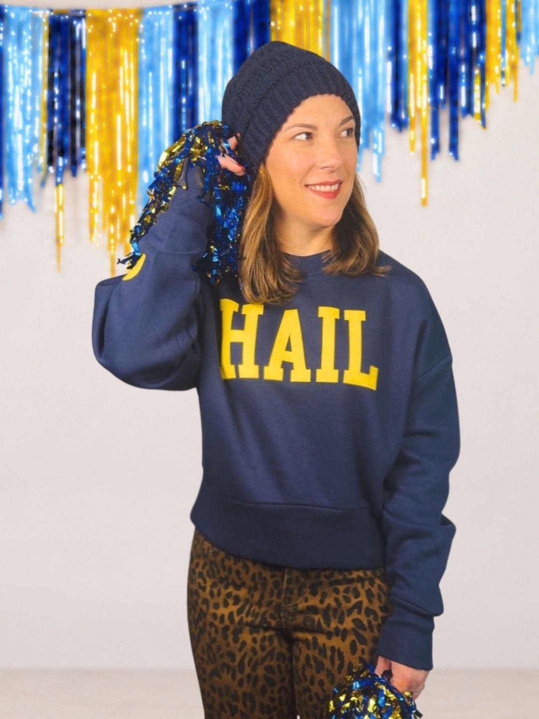Hail Michigan Heart Sleeve Crewneck