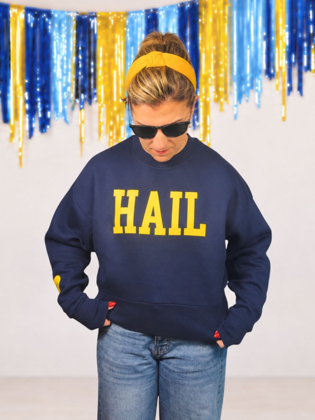 Hail Michigan Heart Sleeve Crewneck