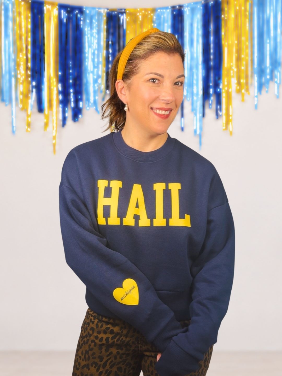 Hail Michigan Heart Sleeve Crewneck