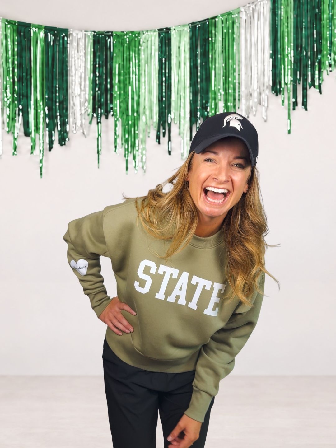 State Spartans Heart Sleeve Crewneck
