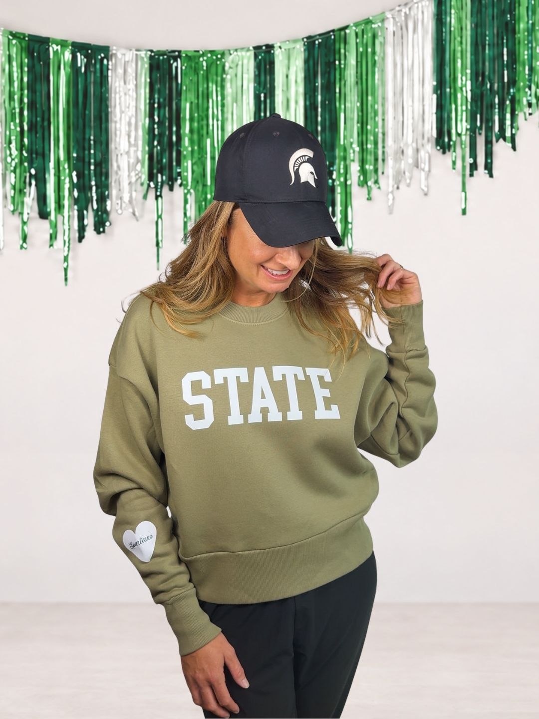 State Spartans Heart Sleeve Crewneck