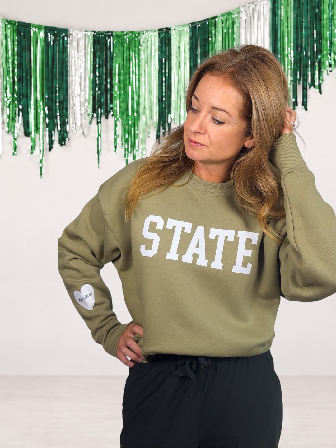 State Spartans Heart Sleeve Crewneck