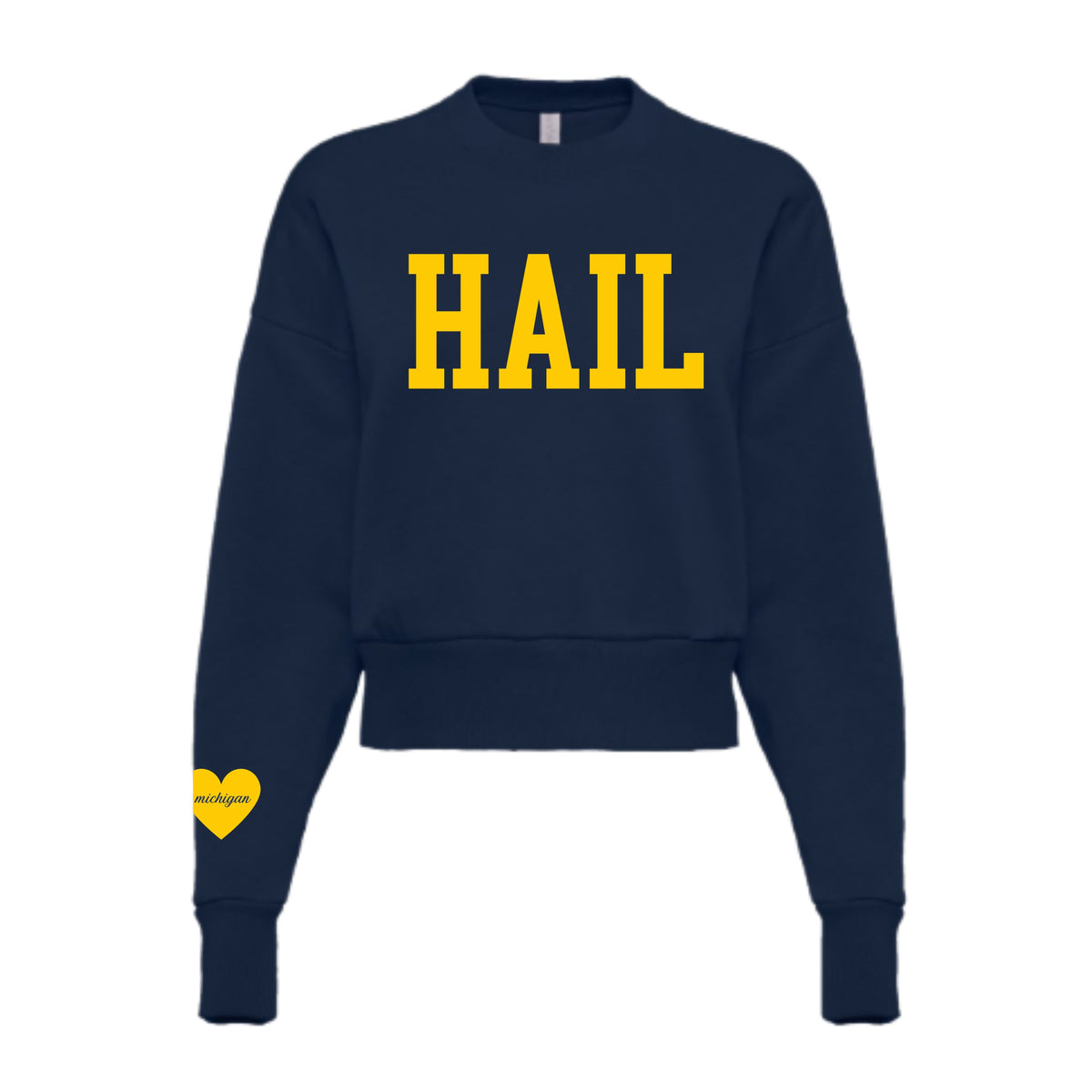 Hail Michigan Heart Sleeve Crewneck