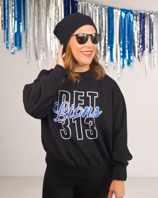 DET Lions 313 Boxy Crewneck