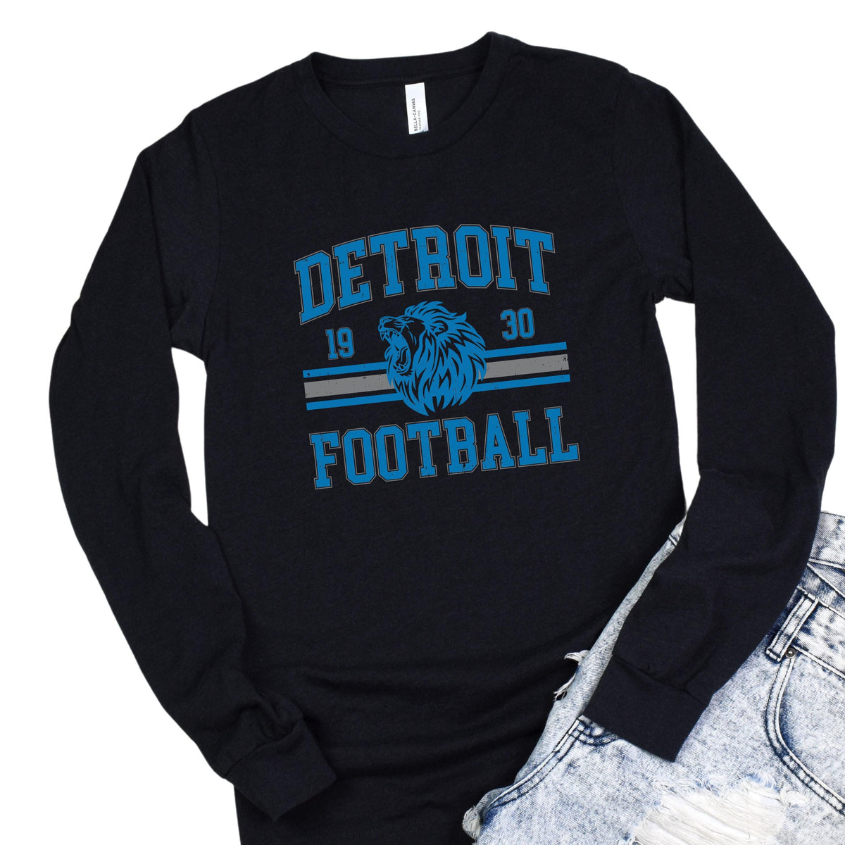 Vintage Detroit Football Long Sleeve T-Shirt