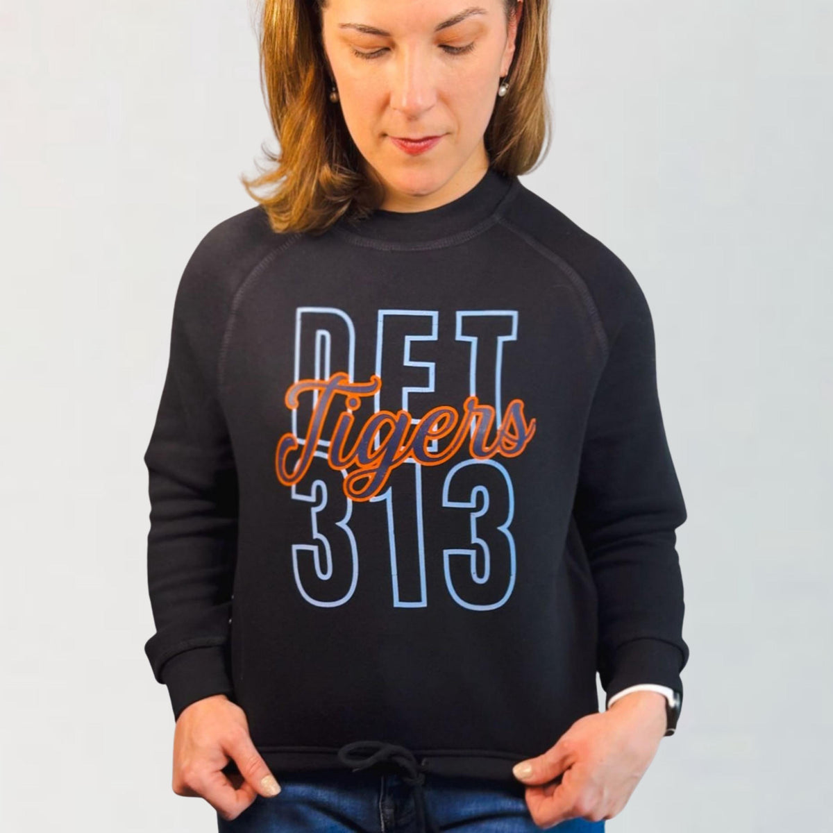 Vintage Tigers Baseball Sweatshirt with DET 313 | Retro Detroit Game Day Shirt