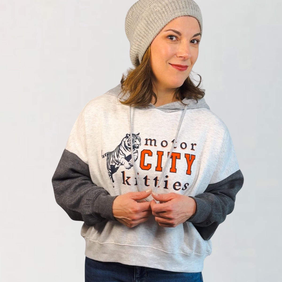 Motor City Kitties Cropped Hoodie | Detroit Baseball Game Day Top | Tigers Fan Shirt