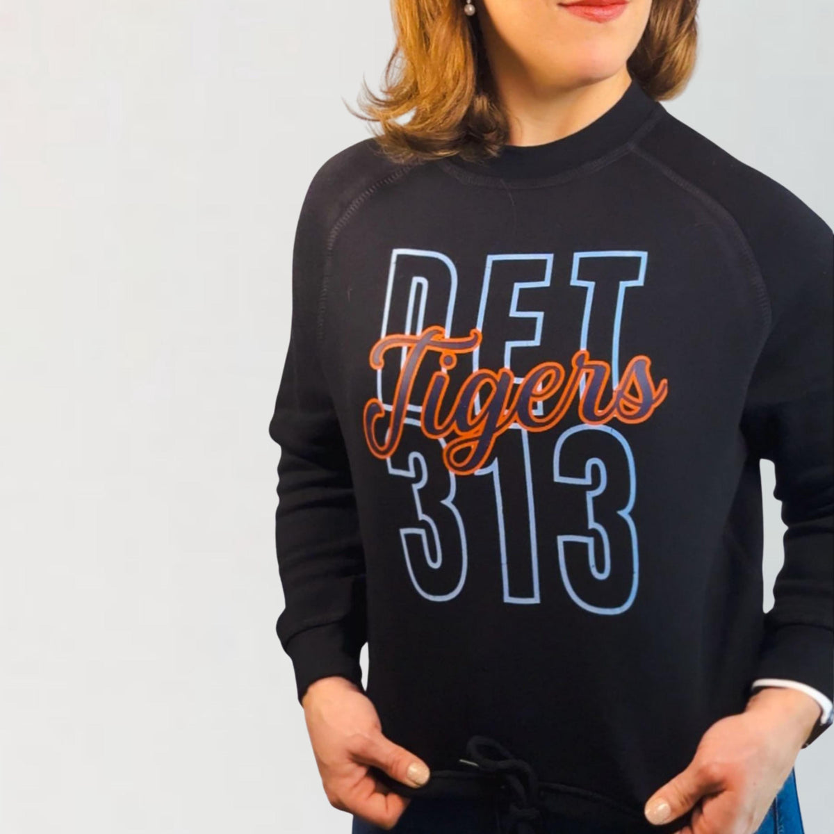 Vintage Tigers Baseball Sweatshirt with DET 313 | Retro Detroit Game Day Shirt