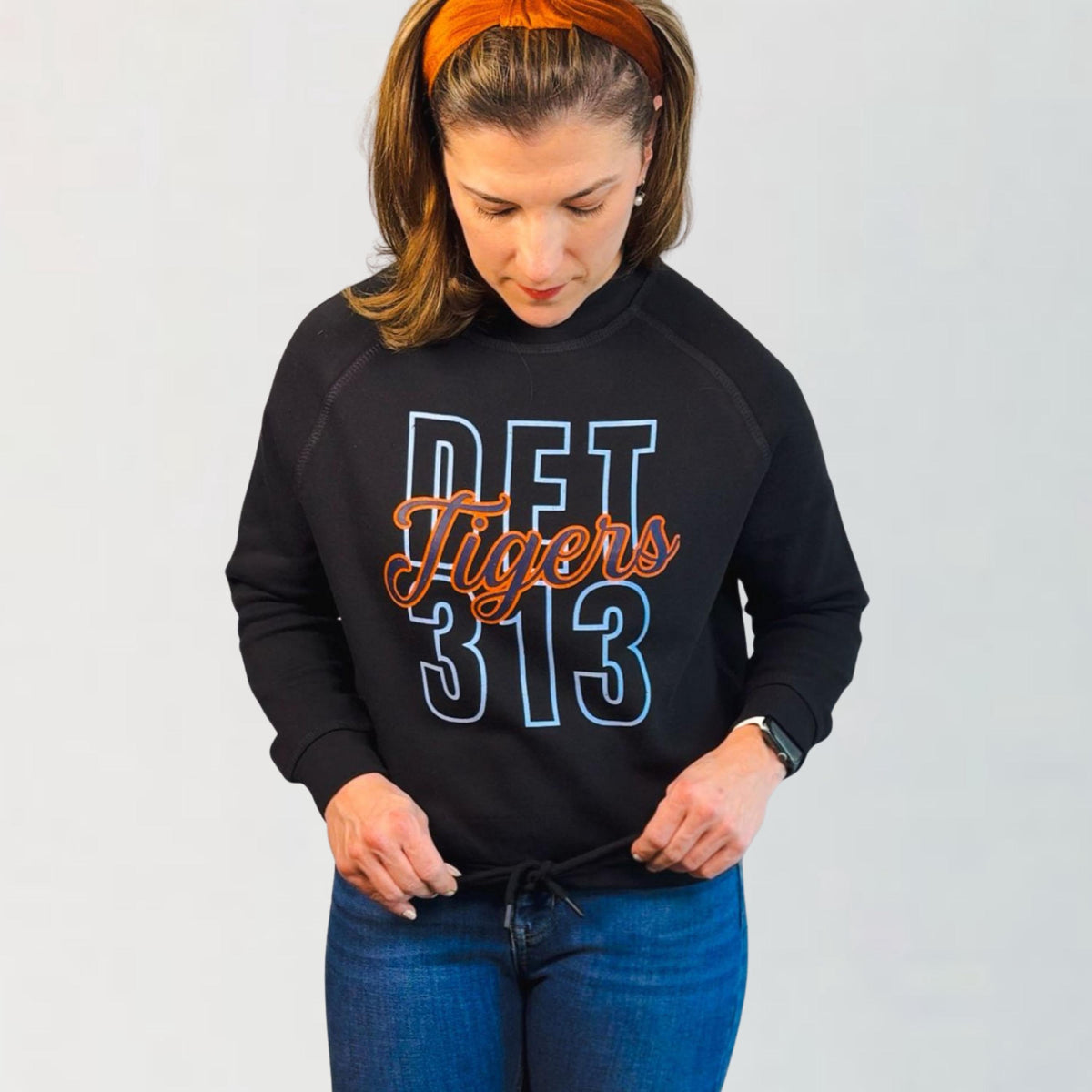 Vintage Tigers Baseball Sweatshirt with DET 313 | Retro Detroit Game Day Shirt
