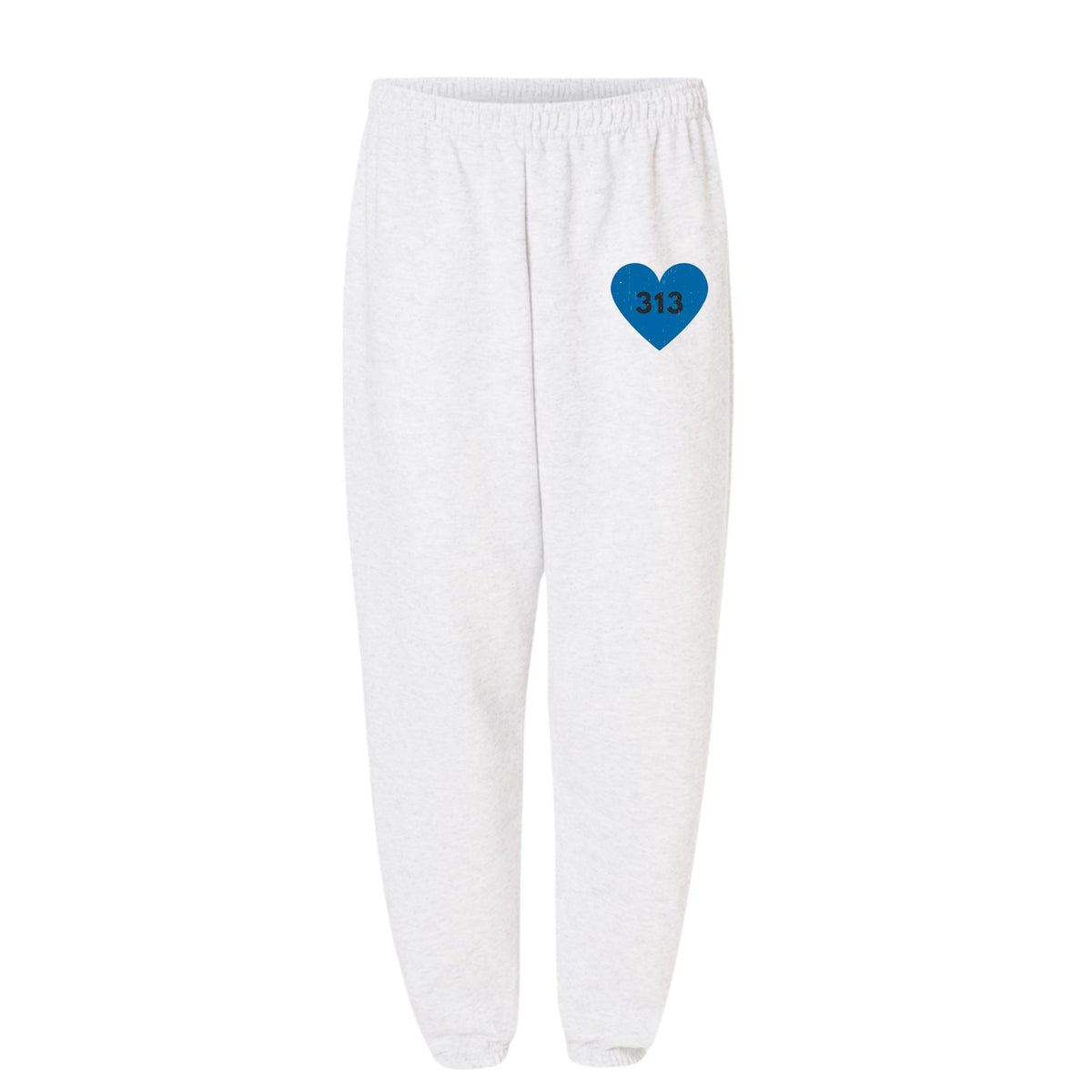 Detroit 313 Heart Sweatpants | Gray Game Day Joggers