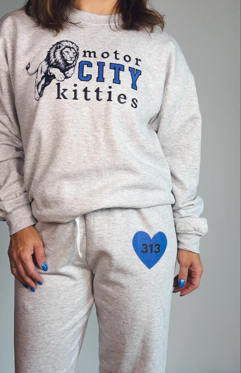 Detroit Football Sweatshirt and Sweatpants Set | Motor City Kitties Matching Set