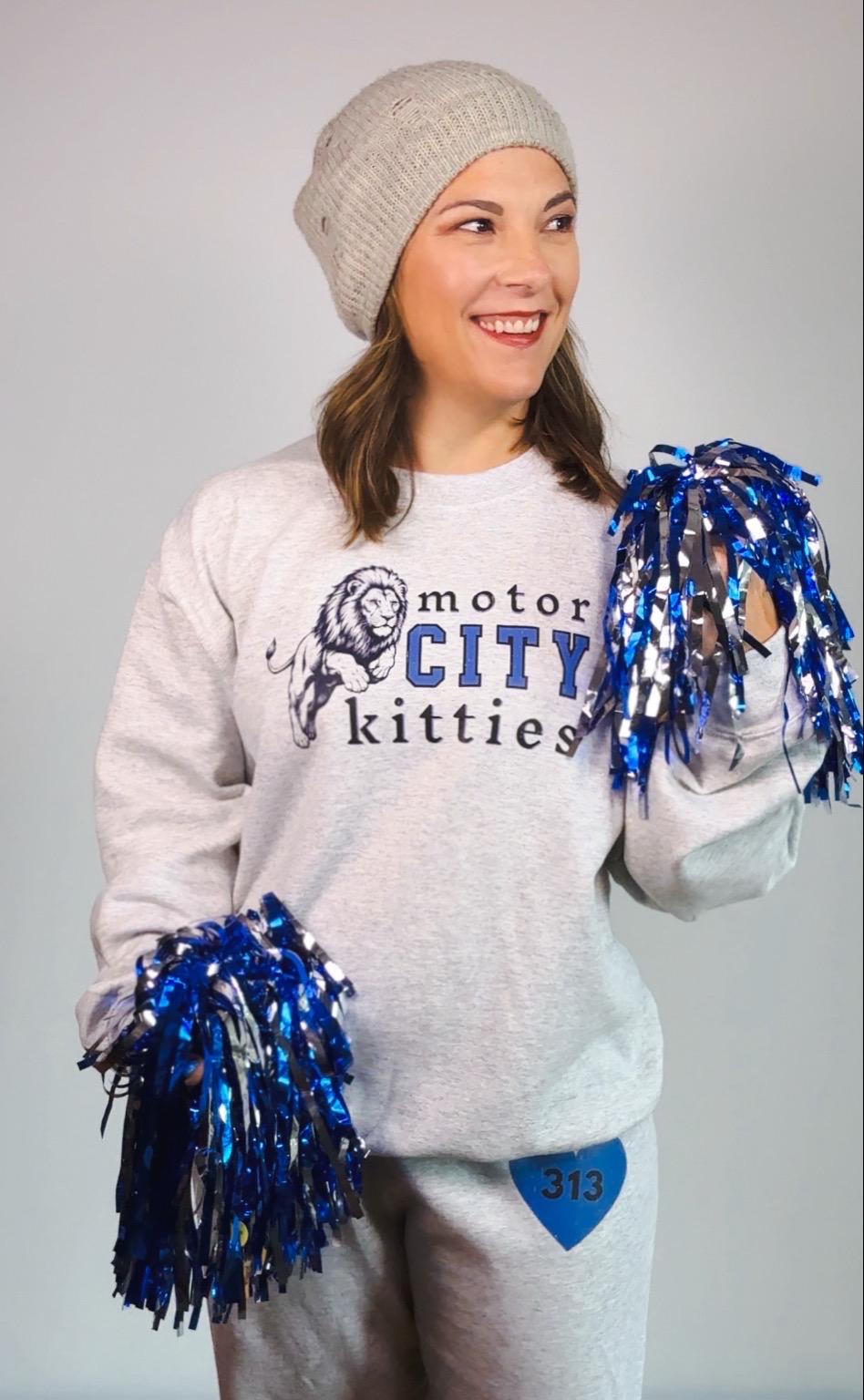 Detroit Football Sweatshirt and Sweatpants Set | Motor City Kitties Matching Set