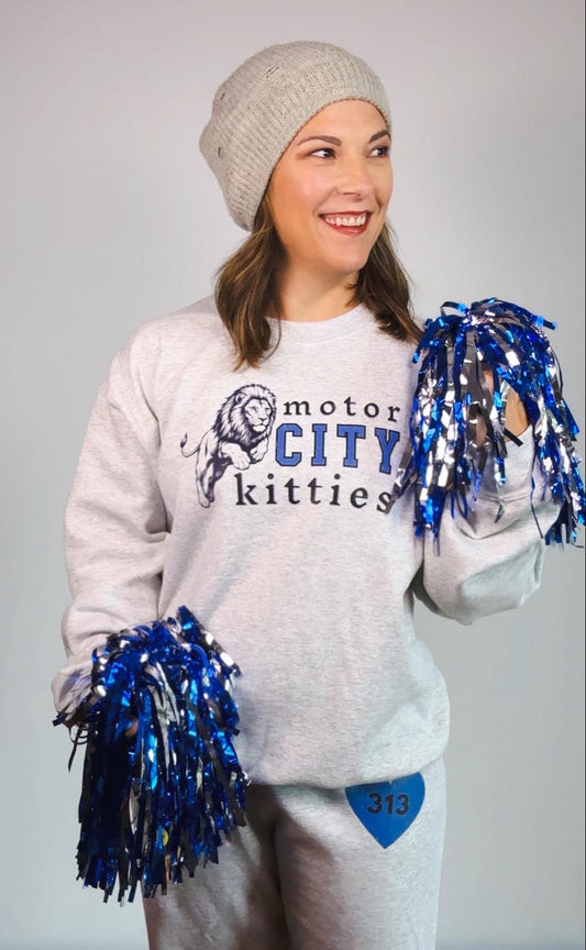 Detroit Football Sweatshirt and Sweatpants Set | Motor City Kitties Matching Set