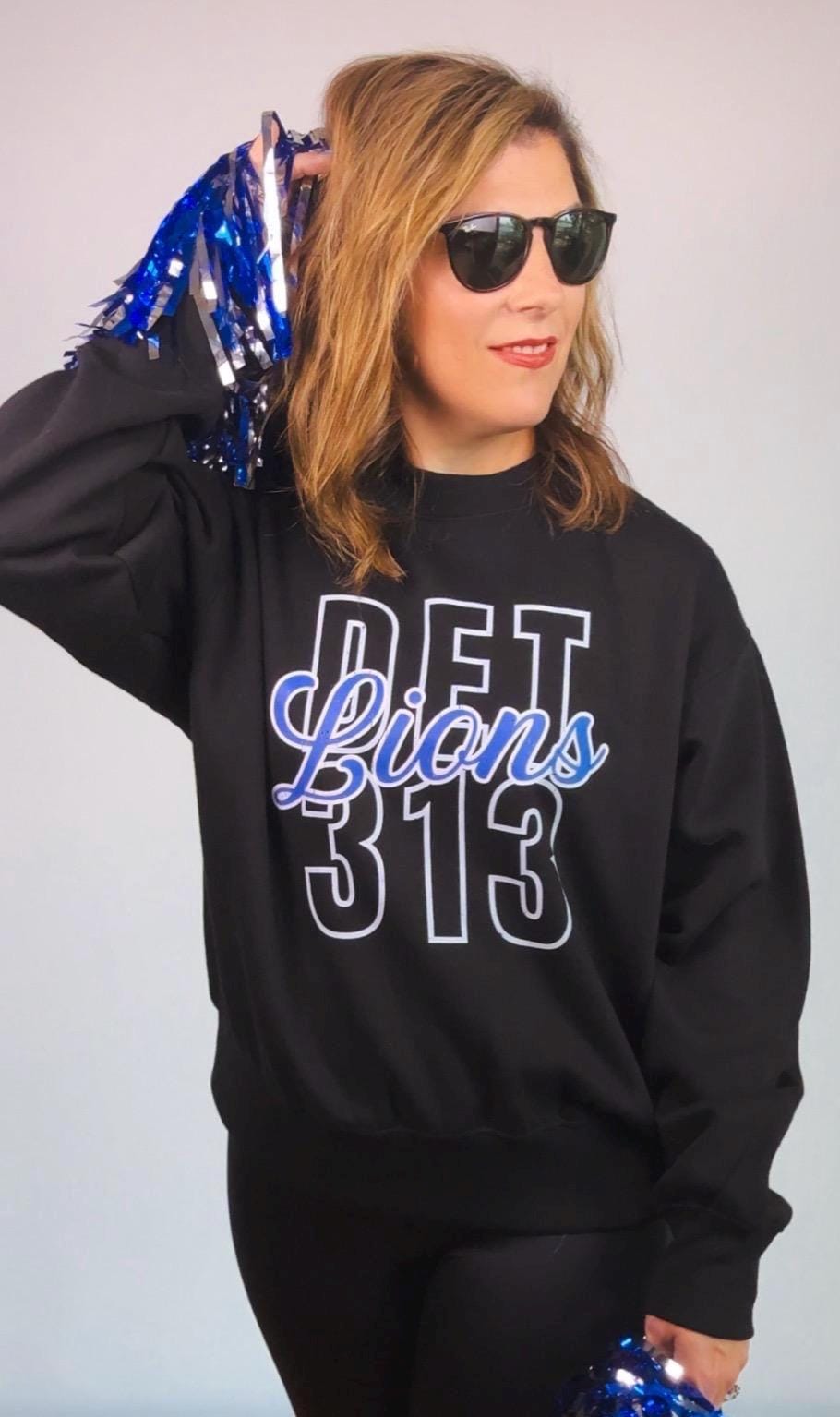 DET Lions 313 Boxy Crewneck | Women’s Detroit Football Sweatshirt