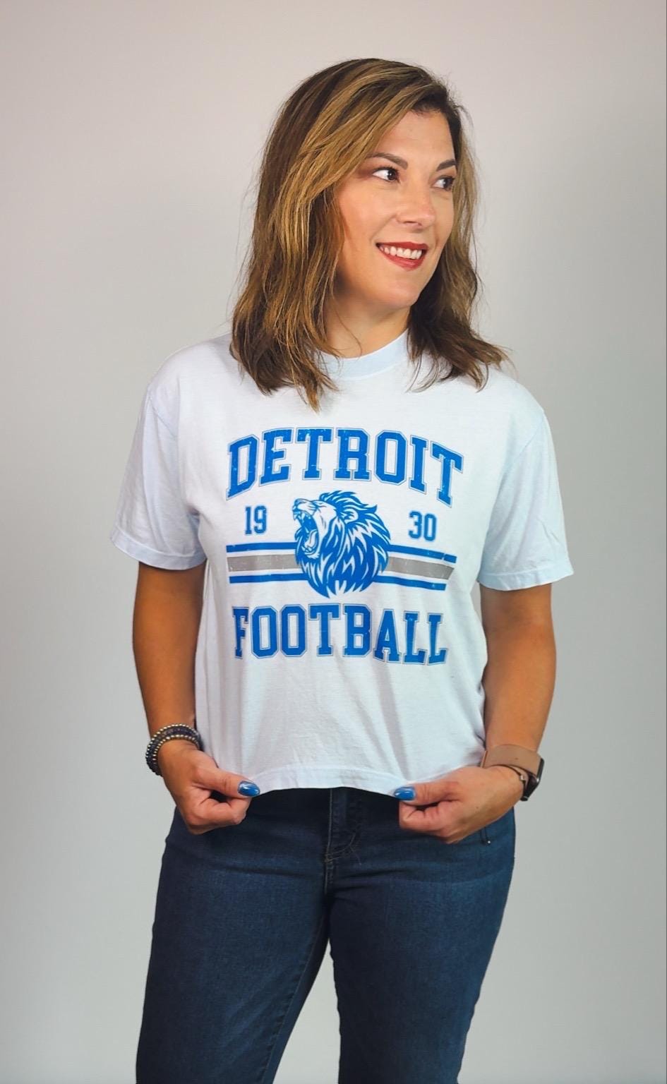 Detroit Football Vintage Tee | Women’s Boxy Comfort Colors Shirt